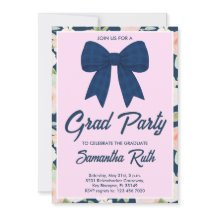 Wilde-Blumen-Blau-Gingham-Schleife-Abschlussfeier