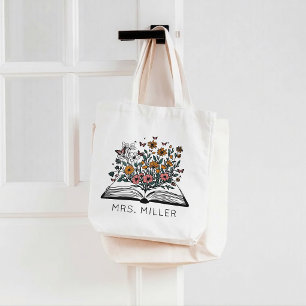 Wilde-Blumen-Buch-Geschenk für Lehrer-Dankbarkeit Tragetasche