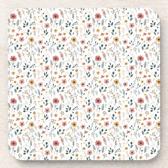 Wilde-Blumen-Doodle Getränkeuntersetzer (Vorderseite)