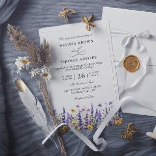 Wilde Blumen Elegante Moderne Budget QR-Code-Hochz Einladung