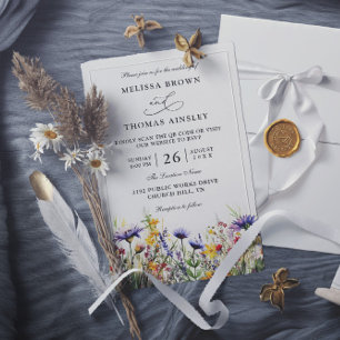 Wilde Blumen Elegante moderne preiswerte QR-Code-H Einladung