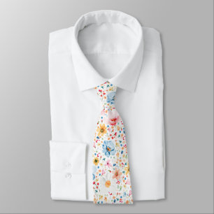 Wilde Blumen Elegante Romantische Pastell Bräutiga Krawatte