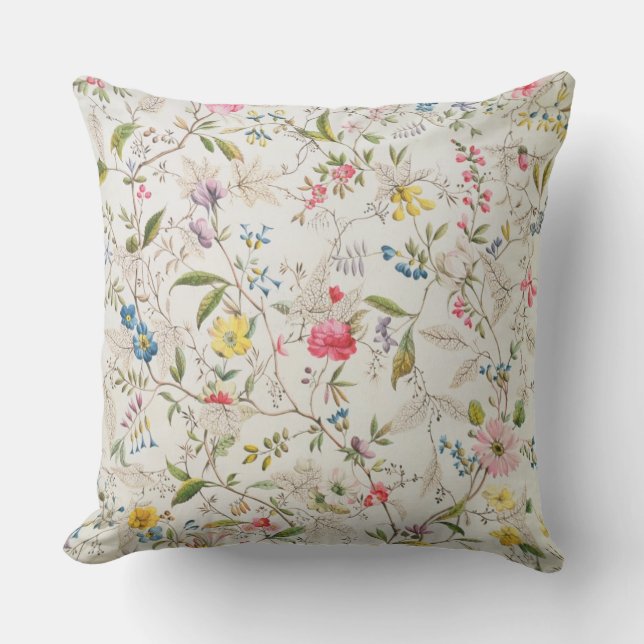 Wilde Blumen entwerfen für silk Material, c.1790 Kissen (Vorderseite)