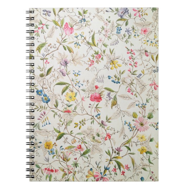Wilde Blumen entwerfen für silk Material, c.1790 Notizblock (Vorderseite)