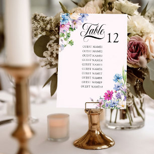 Wilde-Blumen-Garten-Hochzeit-Tisch-Sitzplan-Karte Einladung