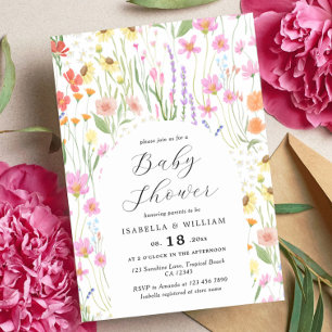Wilde Blumen Garten Mädchen Baby Shower Einladung