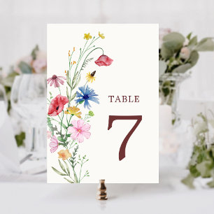 Wilde-Blumen-Hochzeit-Tischnummer Tischnummer