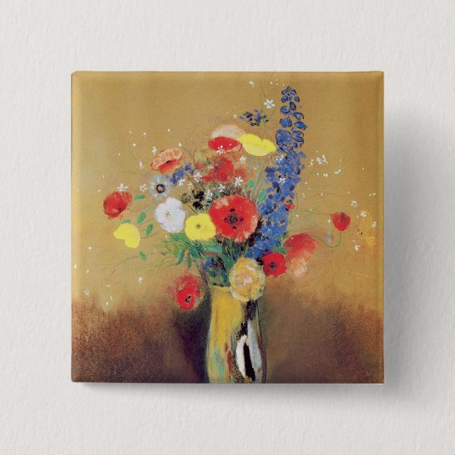 Wilde Blumen in einem Lang-necked Vase, c.1912 Button (Vorderseite)