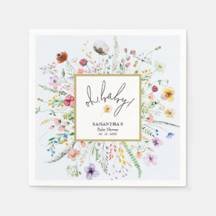 Wilde Blumen Junge Baby Shower Blau Serviette