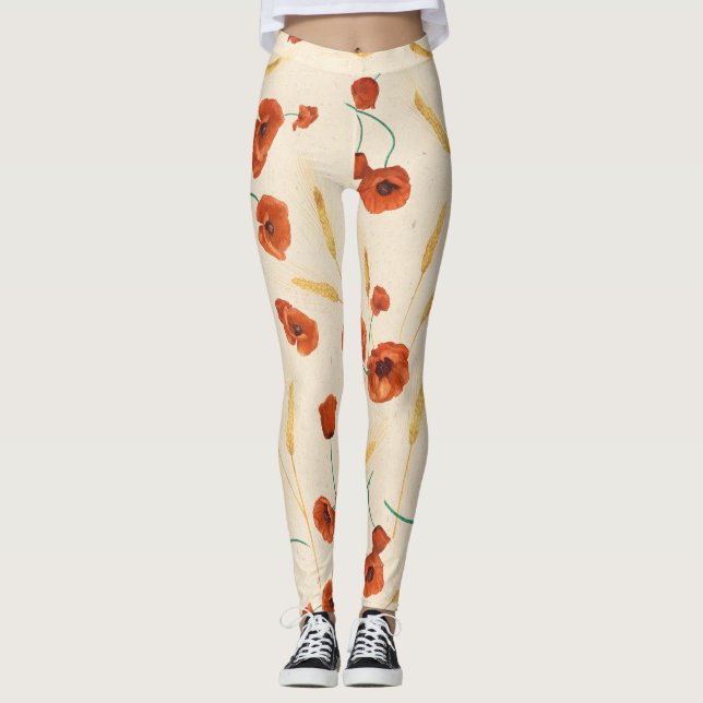 Wilde Blumen: leichtes Hintergrundmuster. Leggings (Vorderseite)
