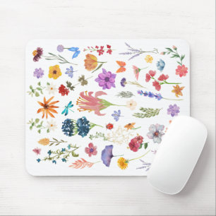 Wilde-Blumen-Mauspad   Botanisches Schreibtischzub Mousepad