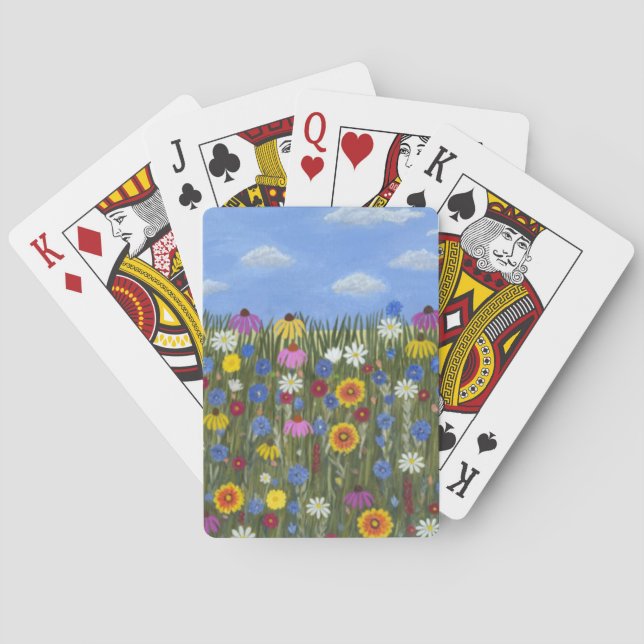 Wilde Blumen mit Gänseblümchen Spielkarten (Rückseite)