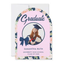 Wilde-Blumen-Navyblau-Gingham-Schleife Foto Abschl