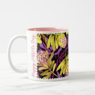 Wilde Blumen Protea Lila Zweifarbige Tasse