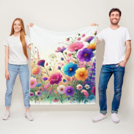 Wilde Blumen-Rhapsodie Fleecedecke