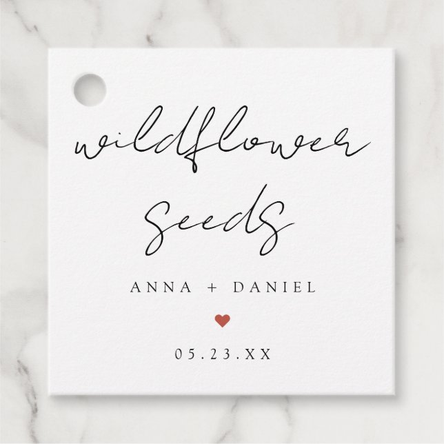 Wilde-Blumen-Samen-Päckchen als Hochzeitsgeschenk Geschenkanhänger (Vorderseite)