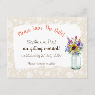 Wilde Blumen Save The Date Postkarte
