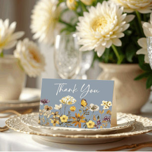 Wilde Blumen Staubblaue Hochzeit Danke Karte