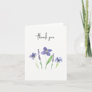 Wilde Blumen und Lavendel Wasserfarbe Einfach Dankeskarte