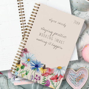 Wilde Blumen und positive Affirmation personalisie Planer