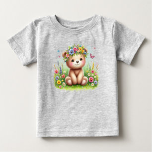 Wilde Blumen und Schmetterlinge Beary Niedlich  Baby T-shirt
