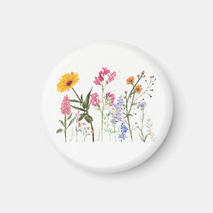 Wilde Blumen, Vintage-Botanik, Pastell-Blumen Magnet