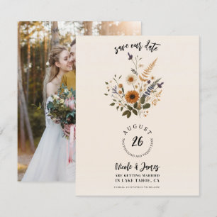 Wilde Blumen Vintage Floral Boho Heiratsankündigun Einladung