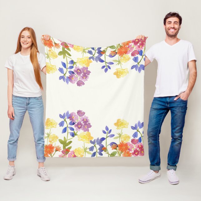 Wilde Blumen-Wasserfarbe-bunte Fleece-Decke Fleecedecke (Beispiel)