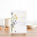 Wilde Blumen Watercolor Gold Hochzeit Einladung<br><div class="desc">Wilde Blumen und Vögel. Blütenfarben Boho Real-Folie Gold Hochzeit Einladung</div>