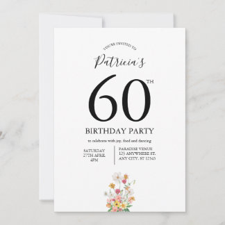 Wilde Blumen Weiß 60. Geburtstag Einladung