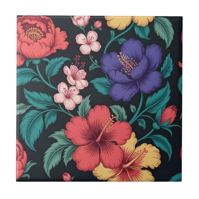 Wilde-Blumen-Wiederholungsmuster Fliese (Vorderseite)