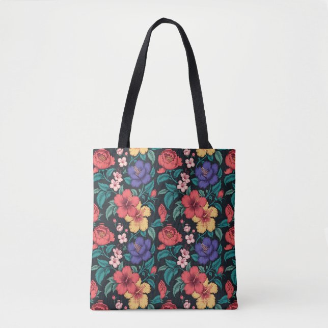 Wilde-Blumen-Wiederholungsmuster Tasche (Vorderseite)