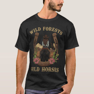 Wilde Blumen Wilde Pferde Retro Rodeo Western Coun T-Shirt