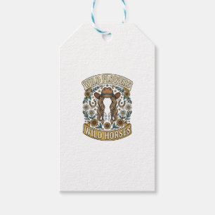 Wilde Blumen Wilde Pferde Vintage Western Floral D Geschenkanhänger