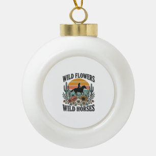Wilde Blumen Wilde Pferde Western Blumenhemd Desi Keramik Kugel-Ornament