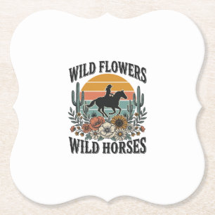 Wilde Blumen Wilde Pferde Western Blumenhemd Desi Untersetzer
