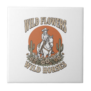 Wilde Blumen Wilde Pferde Western Cowgirl-Shirt De Fliese