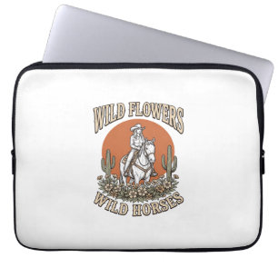 Wilde Blumen Wilde Pferde Western Cowgirl-Shirt De Laptopschutzhülle