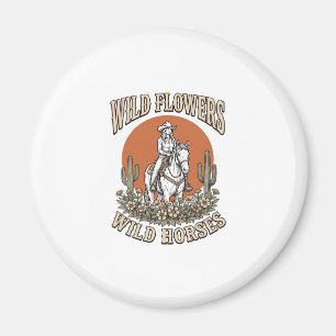 Wilde Blumen Wilde Pferde Western Cowgirl-Shirt De Magnet