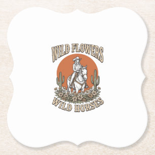 Wilde Blumen Wilde Pferde Western Cowgirl-Shirt De Untersetzer