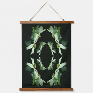 Wilde Blüten der Kornelkirsche Abstract Wandteppich Mit Holzrahmen