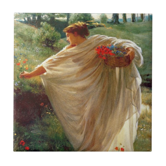 Wilde Blüten (von Edward Poynter) Fliese (Vorderseite)