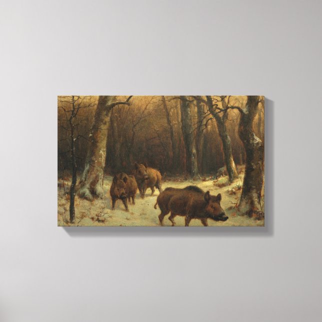 Wilde Boars im Schnee (von Rosa Bonheur) Leinwanddruck (Vorderseite)