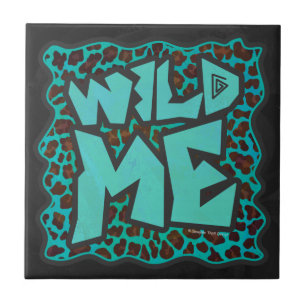 Wilde braune und tealblaue Leopardenzeichnung Fliese