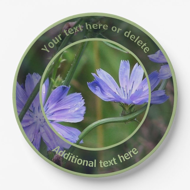 Wilde Chicorer Blume Personalisiertes Party Pappteller (Vorderseite)