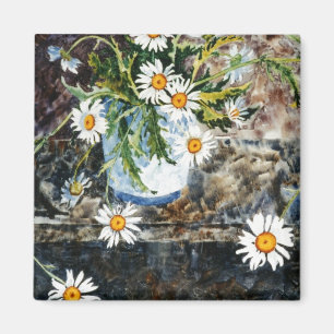 "Wilde Dasien auf einem Schelf" Blumenmagnet Magnet