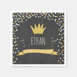 Wilde Dinge Papier Napkin Gold Crown Erster Geburt Serviette