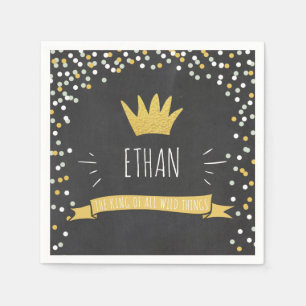 Wilde Dinge Papier Napkin Gold Crown Erster Geburt Serviette