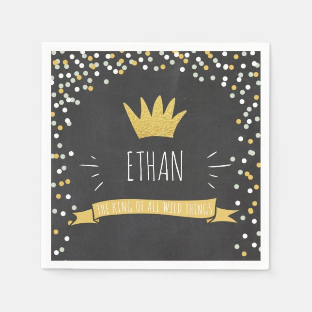Wilde Dinge Papier Napkin Gold Crown Erster Geburt Serviette (Vorderseite)