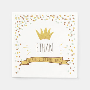 Wilde Dinge Papier Napkin Gold Crown Erster Geburt Serviette